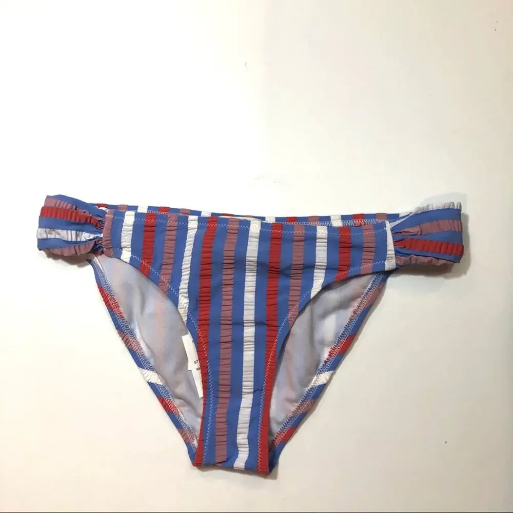 Jessica Simpson Ribbed Hipster striped Swim Bottom